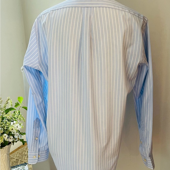 RALPH LAUREN Blue Label Dress Shirt Long Sleeve Classic Blue Stripe Medium - Picture 8 of 12